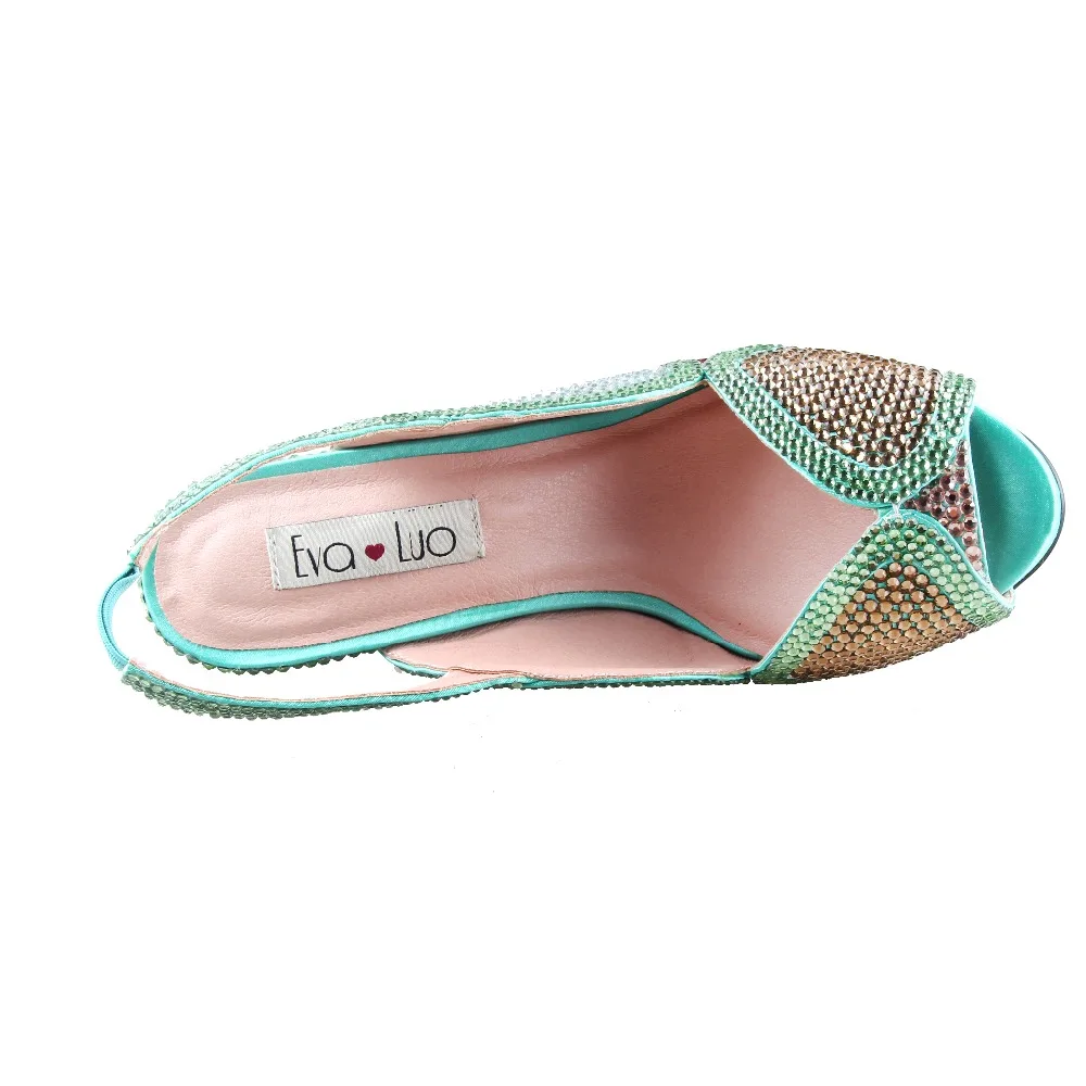 CHS1008 Gorgeous Custom Made Mint Green Crystal Slingbacks Shoes High Heels Women Bridal wedding | Обувь