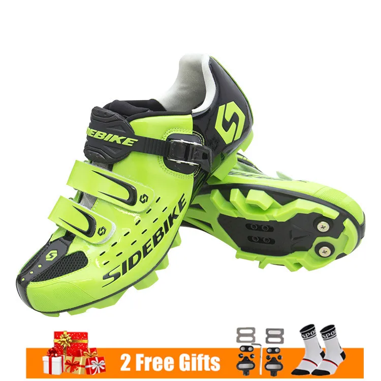 green SIDEBIKE Pro/Мужская обувь для горного велосипеда, обувь для велоспорта MTB, самофиксирующаяся обувь для езды на велосипеде с сетчатыми отверстиями и липучкой - Цвет: green