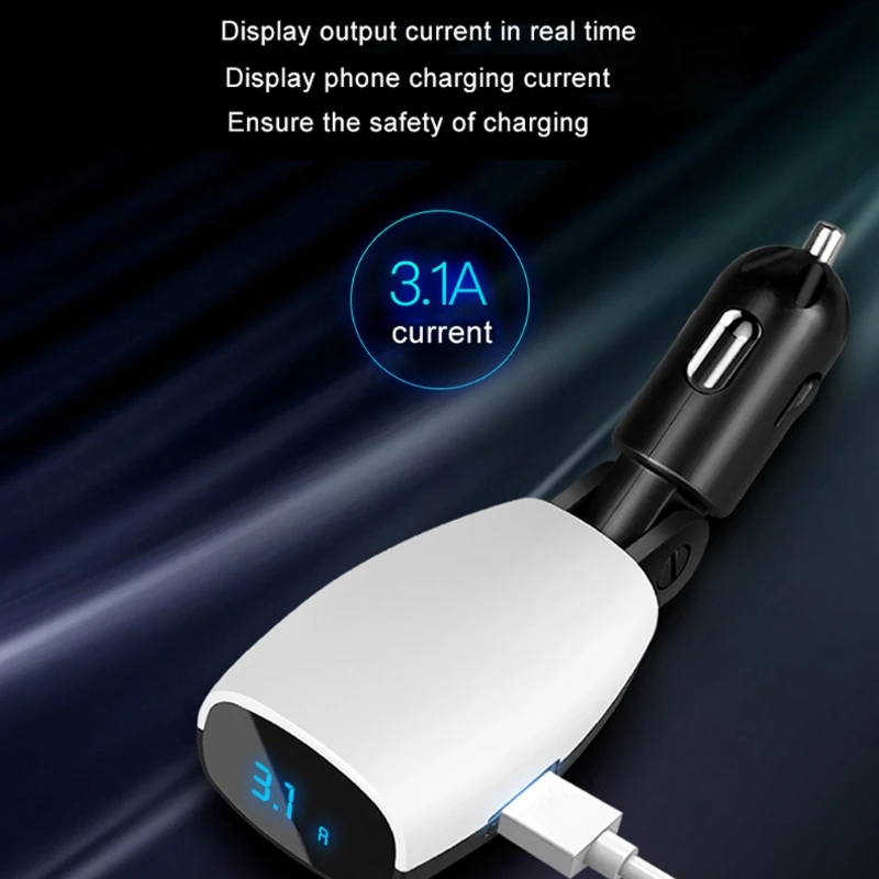 Регулируемый угол двойной usb порты 3.1A автомобильное зарядное устройство 12V 24V цифровой светодиодный вольтметр