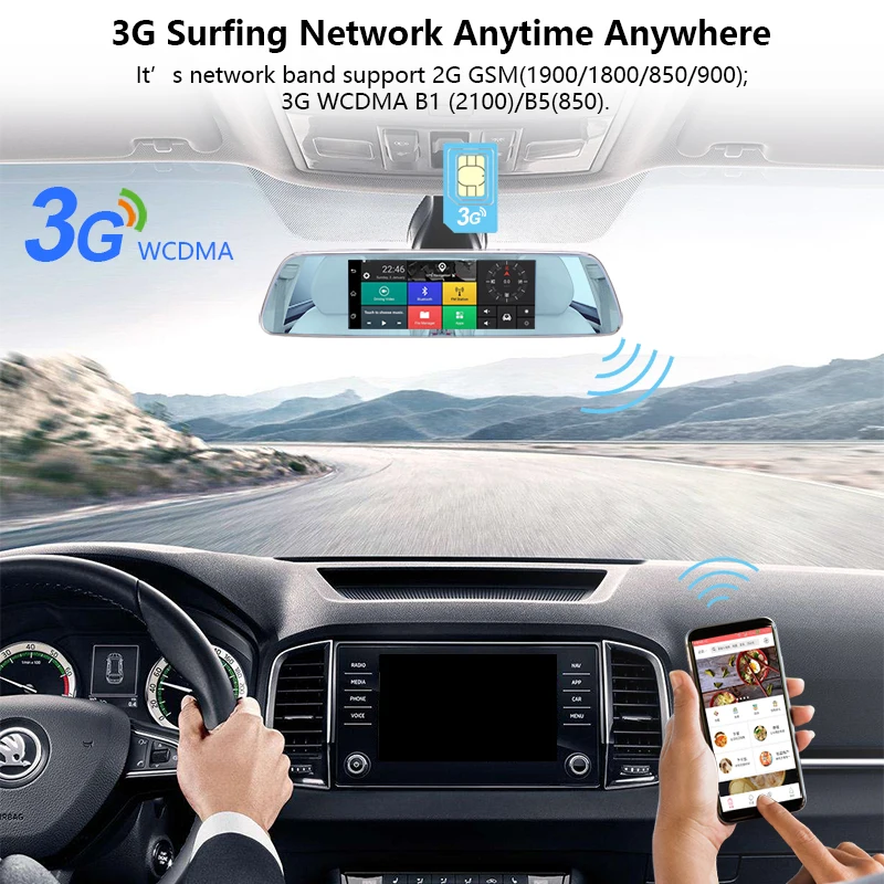Jansite dash cam 7 дюймов Автомобильный видеорегистратор ips супер Сенсорный экран Bluetooth 3g
