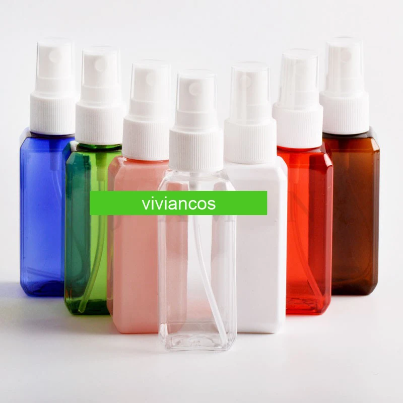 300 шт./лот 50 мл квадратная пластиковая бутылка с насосом для распыления тумана 50cc