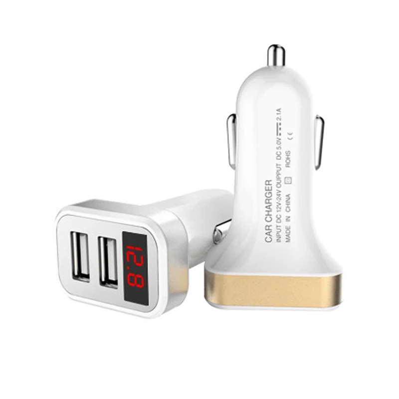 5 V 2.1a ЖК дисплей Dual USB Smart Авто переходник для зарядного устройства зарядки samsung