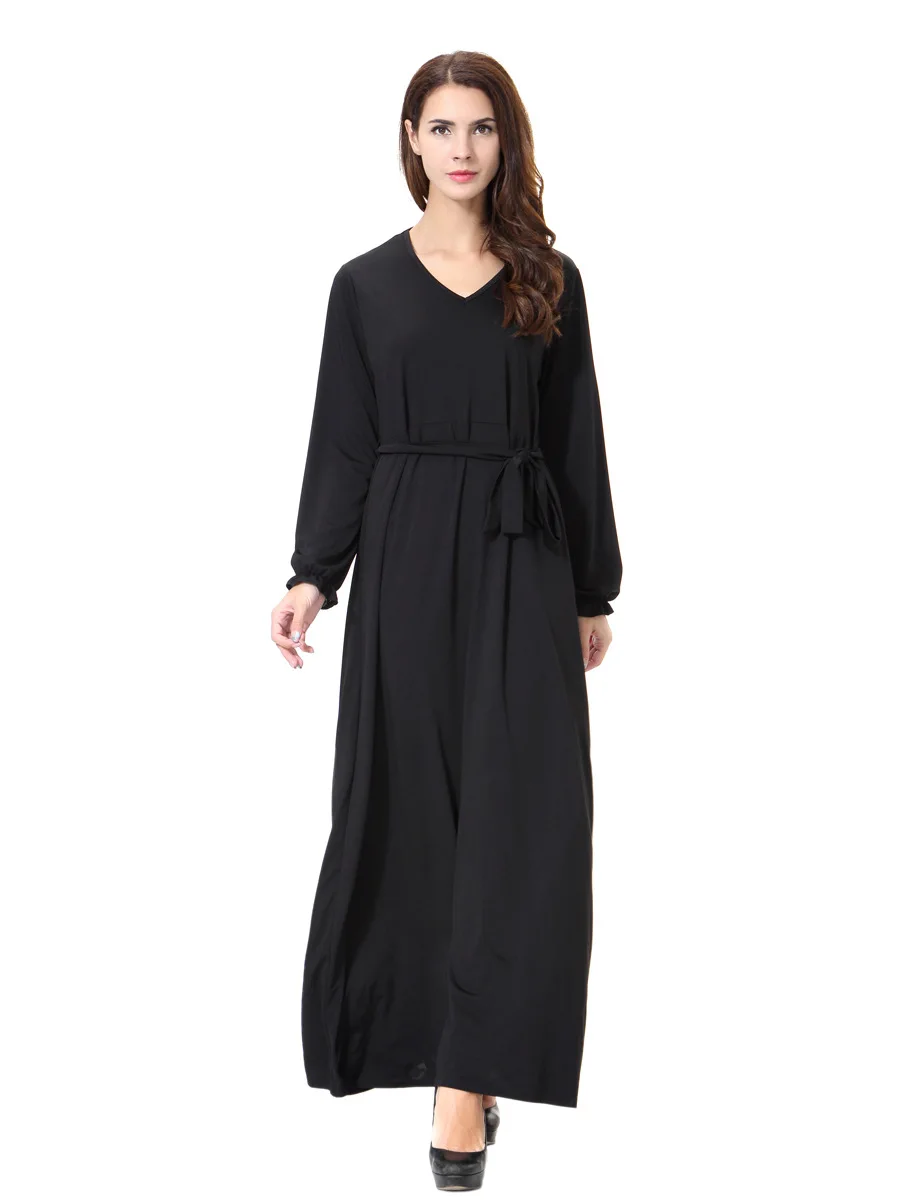 Мусульманские женщины Дубай платье гибкий ремень Макси abaya jalabiya исламские