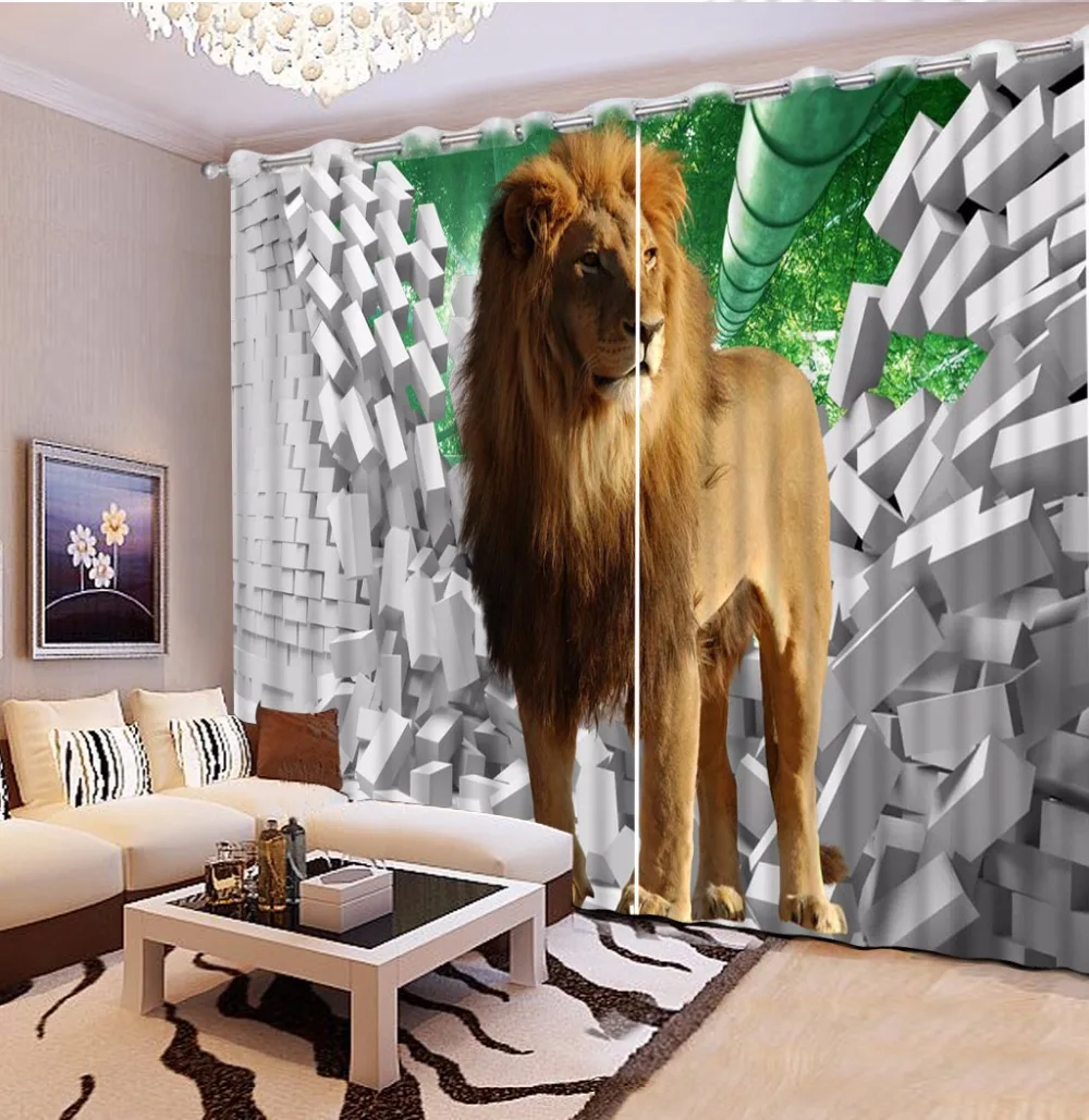

Home Textile The animal Curtains For Living Room refined lifelike lion Decor Children Room Curtains For Window Kid's Curtain