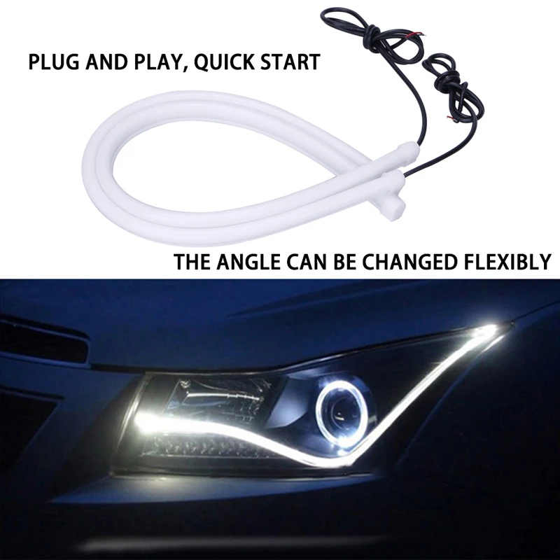 DRL Daytime Running Lights White Turn Signals Guide LED Strip Light for Headlight Assembly Drop Shipping diode lamps cars | Автомобили и