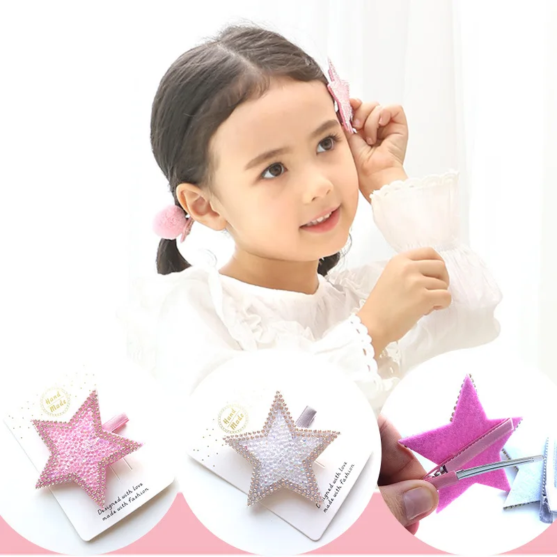 

Boutique ins 10pcs Fashion Cute Glitter Star Hairpins Solid Rhinestone Star Hair Clips Princess Headwear Hair Accessories