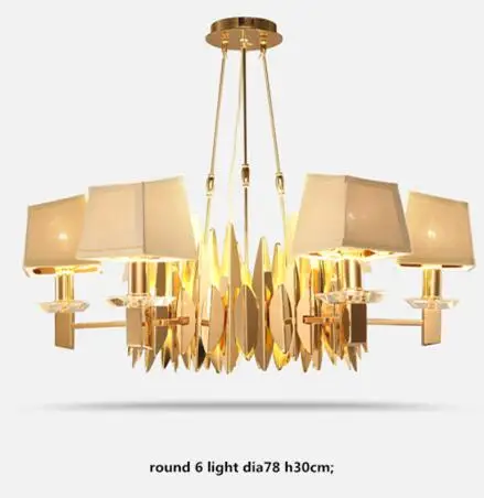 6 light dia78cm Пост современный роскошный блеск блестящий золотой Сталь светодио дный люстра регулируемая подвеска люстры Luminarias светодио дный висит Lamparas - Цвет абажура: 6 light dia78cm