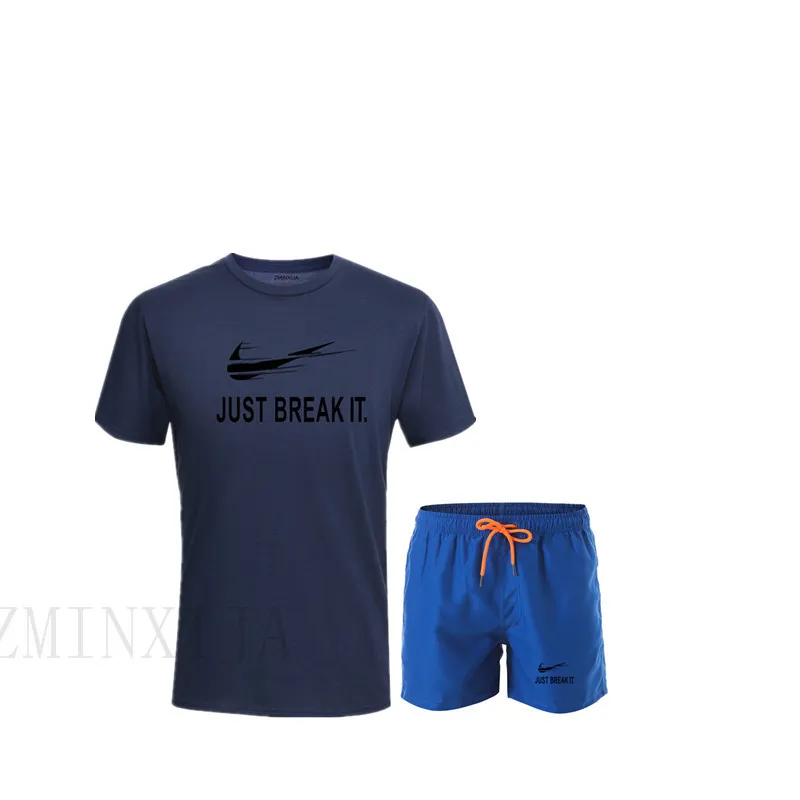 Новейшая футболка с круглым вырезом и короткими рукавами Мужская модная