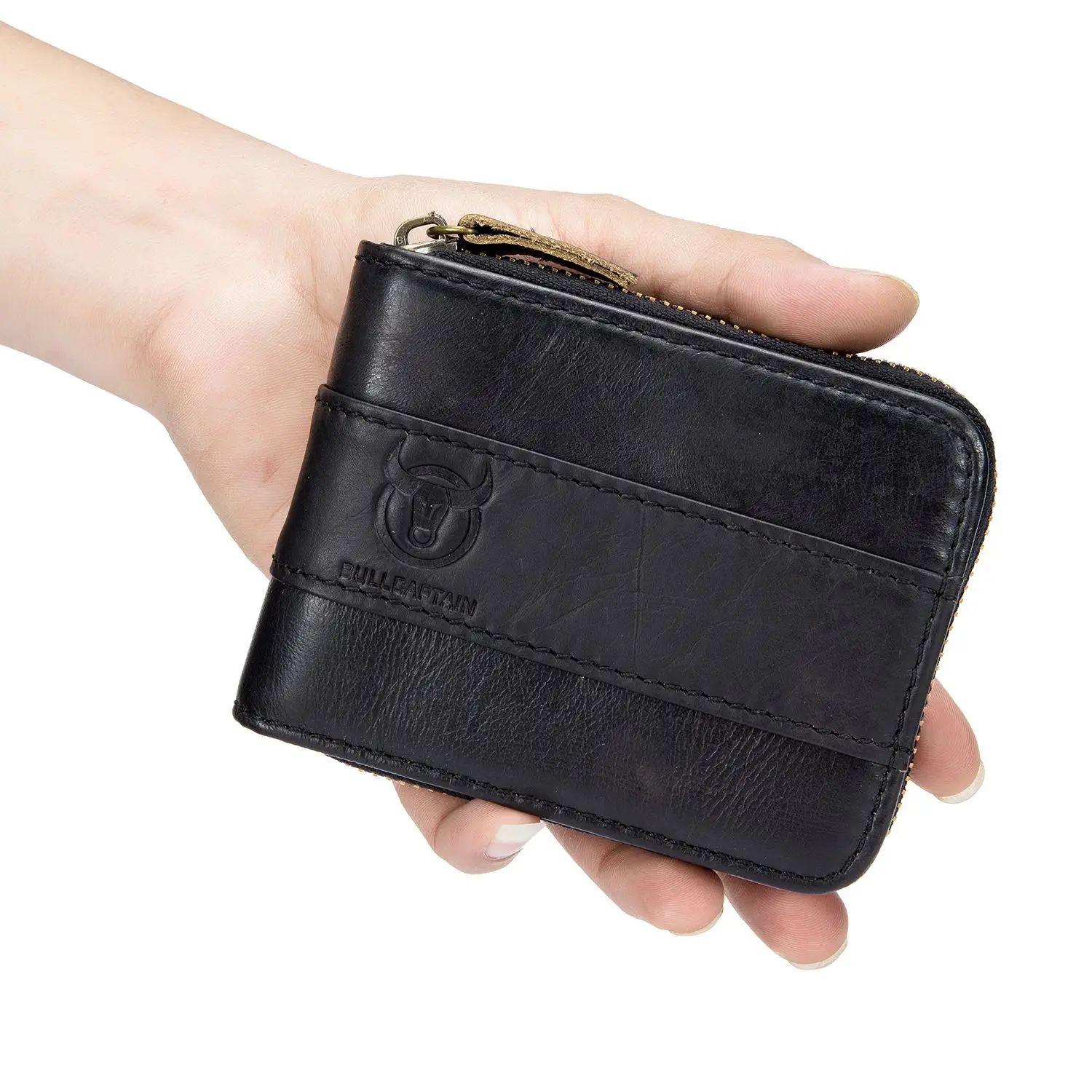ABDB BULLCAPTAIN, мужской кошелек из натуральной кожи, RFID Блокировка, винтажные Двойные кошельки, держатель для кредитных карт