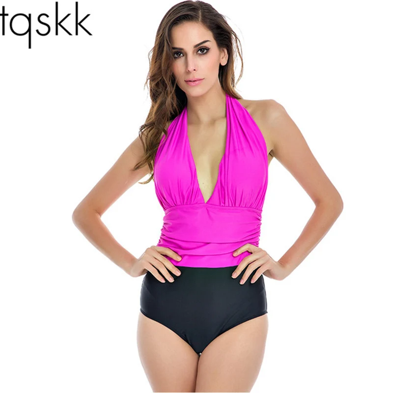 Женский слитный купальник TQSKK винтажный с открытой спиной монокини большого