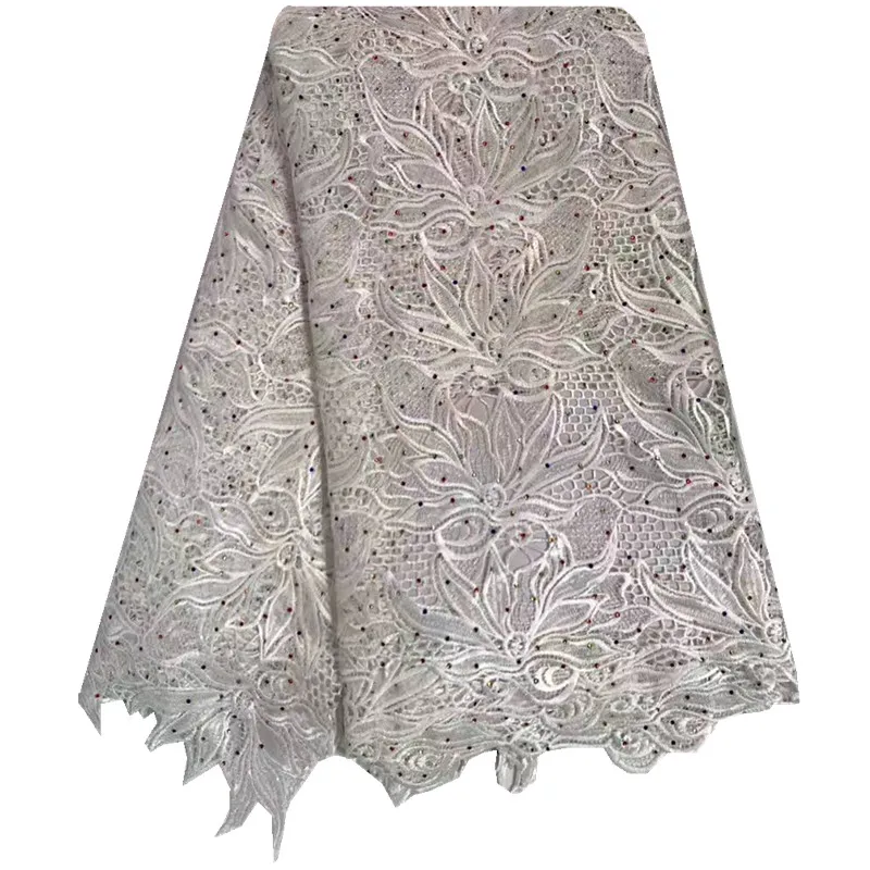 Красный Лидер продаж Африканский вышитые гипюр шнур Кружево Материал с камнем