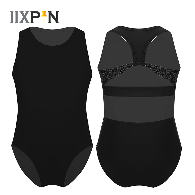 IIXPIN балетные трико для танцев девочек без рукавов с круглым вырезом на спине