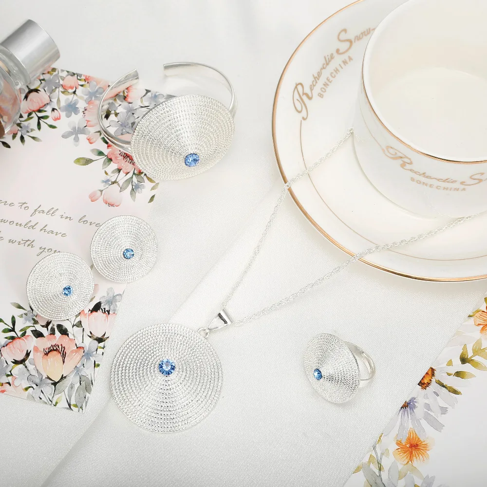 Африканские Ювелирные наборы Shamty синий камень чистый золотой цвет серебряный