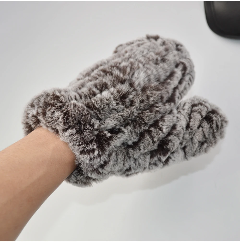 Новинка натуральный настоящий мех кролика перчатки Хорошие эластичные женские вязаные настоящие кроличьи меховые варежки леди Настоящий мех кролика перчатки