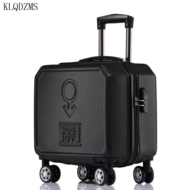

KLQDZMS 16inch boarding case Universal wheel ABS rolling luggage spinner girls travel luggage on wheels