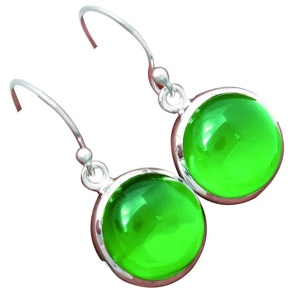 Серьги с натуральным зеленым ониксом Lovegem сережки из серебра 30 мм AE1167|earrings 925|earrings