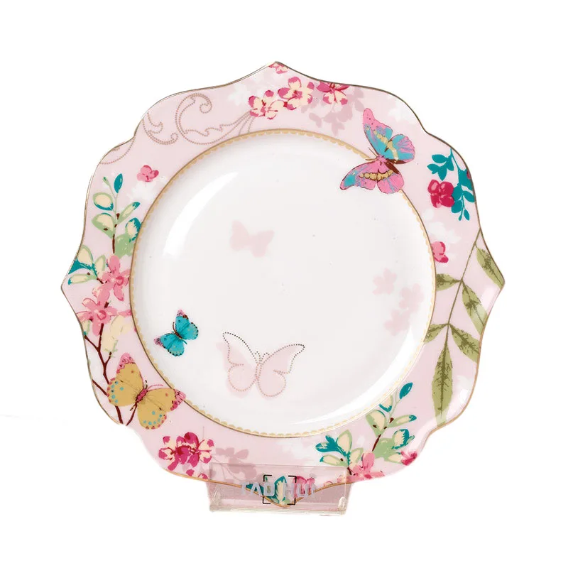 Костяной фарфор форма цветка плоская тарелка скотоводство стейк блюдо бабочка