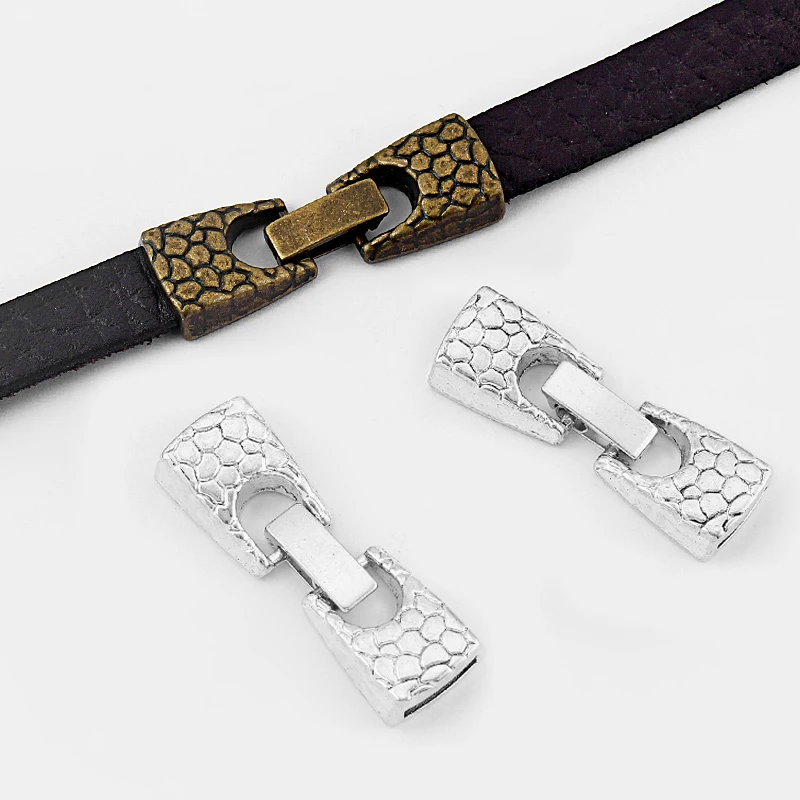 

5 комплектов змеиная кожа узор плоская застежка для 10*2 мм плоский кожаный шнур браслет ювелирные аксессуары в поисках
