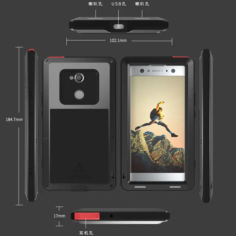 Aluminum Metal Case For Sony Xperia Xa2 ultra &amp Gorilla Glass Full Body Protective Heavy Duty Shockproof Ultra |