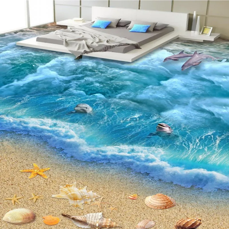 beibehang 3D marine world floor bathroom kitchen balcony PVC wallpaper from the mural wall stickers | Обустройство дома