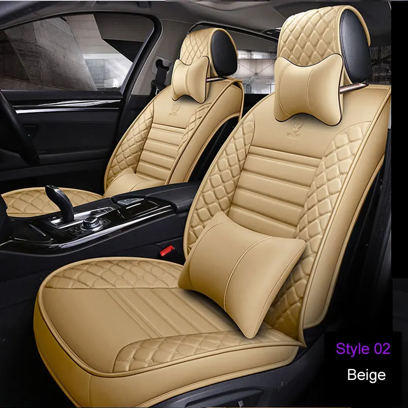 beige 02 Чехол для автомобильного сиденья для Ford Maverick Mondiou Fox Sharp Телец крыло благословение pu кожаное автокресло полный авто аксессуары универсальные - Название цвета: beige 02