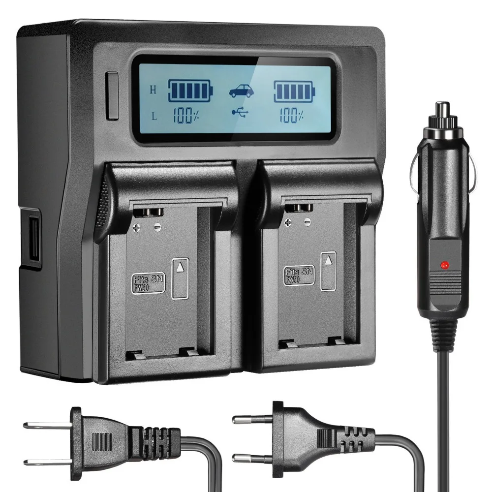 Neewer LCD зарядное устройство для Sony NP FW50 батареи NEX 3 5 6 7 C3 F3 SLT A33 A37|battery charger|lcd battery