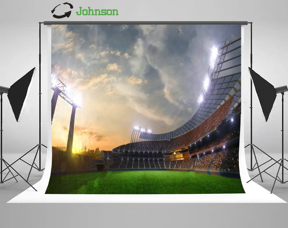 

Stadium Sunset Fans Grass Backgrounds polyester or Vinyl cloth High quality Computer print wall backdrops