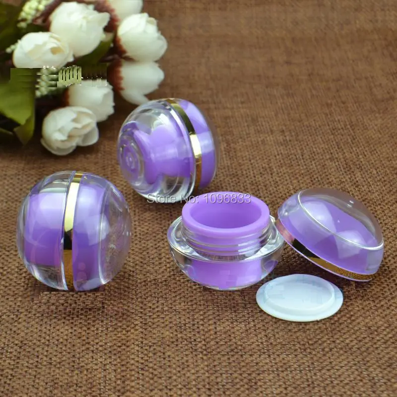 5G Jar Acrylic Purple Violet Color, Cream Jar Sphere Round Shape, Cosmetic Container, Eye Cream Packing Jar, 100pcs/Lot