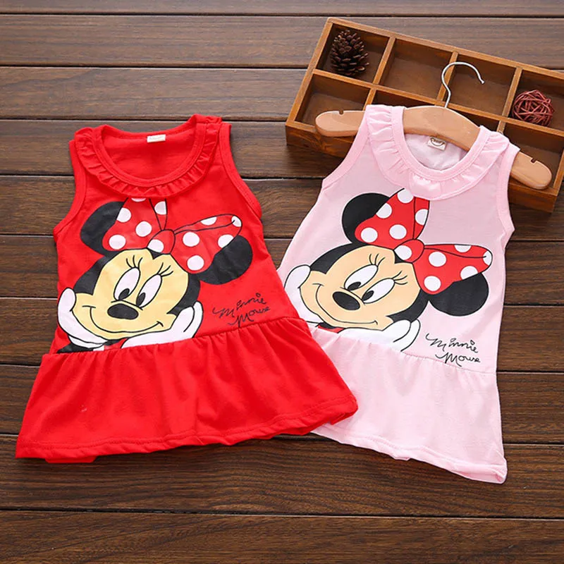 Платье для маленьких девочек Disney детское платье с Микки и Минни Одежда