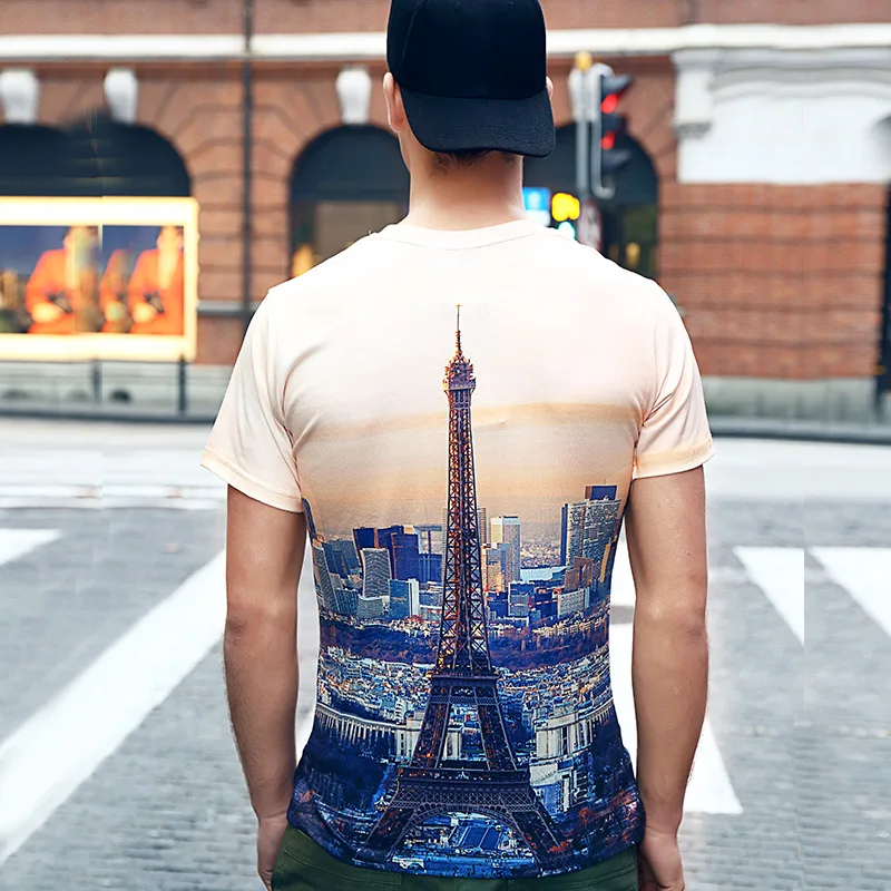 Мужская футболка с коротким рукавом круглым вырезом и 3D-принтом | одежда