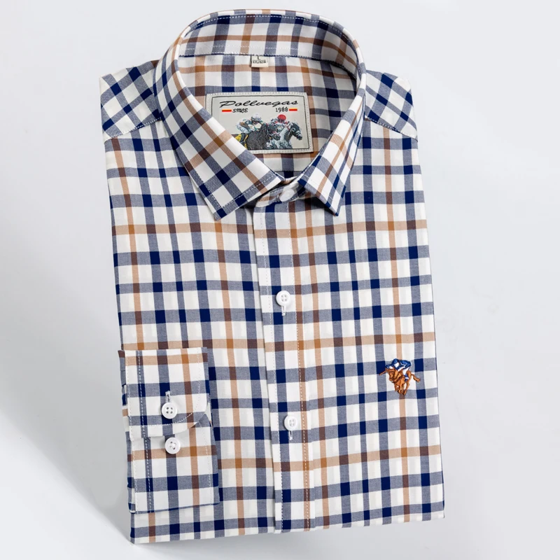 

Spring/Autumn Top Sell 100% Cotton Plaid Stripe Formal Casual Long Sleeve Shirt Men Colorful Blue Purple Gentleman Style Clothes