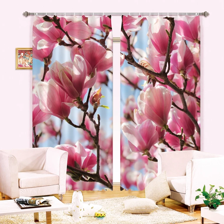 Розовый цветок магнолии печать занавески 3D фотографии|printed curtains|curtains 3dcurtains curtain |