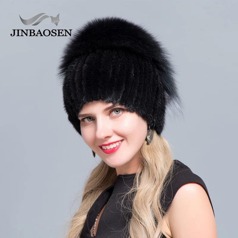 Меховая шапка JINBAOSEN из меха норки в форме крыла лисы на русском рынке Зимняя
