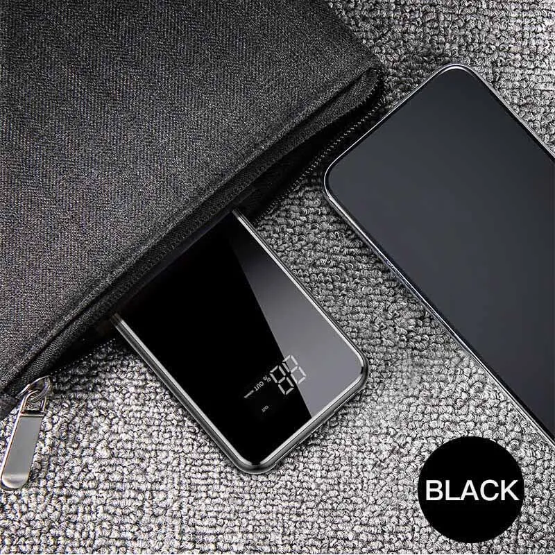 Baseus 8000 мАч Qi Беспроводное зарядное устройство, внешний аккумулятор для iPhone, samsung, внешний аккумулятор, двойное USB зарядное устройство, беспроводной внешний аккумулятор - Цвет: BLACK