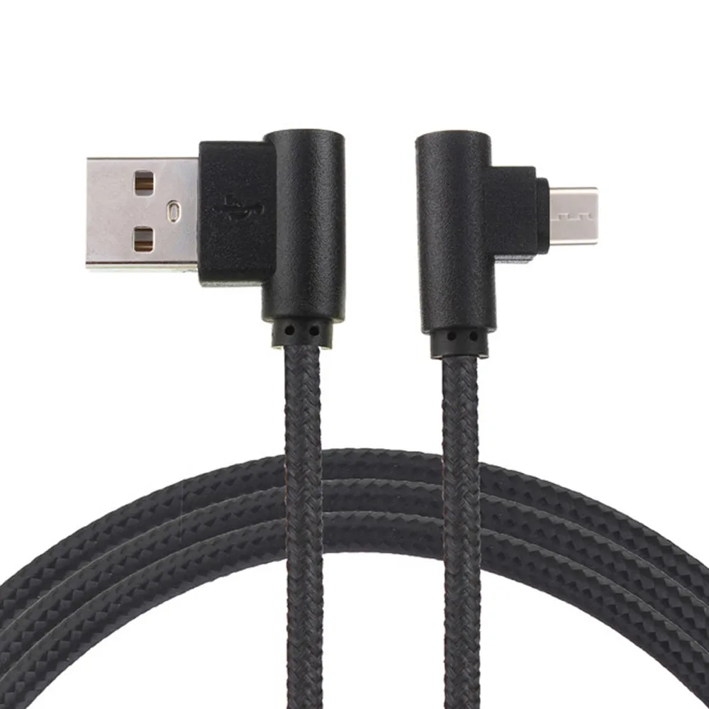 EPULA Новый L изгиб локоть нейлоновый кабель Плетеный МИКРО USB двойной 90 градусов
