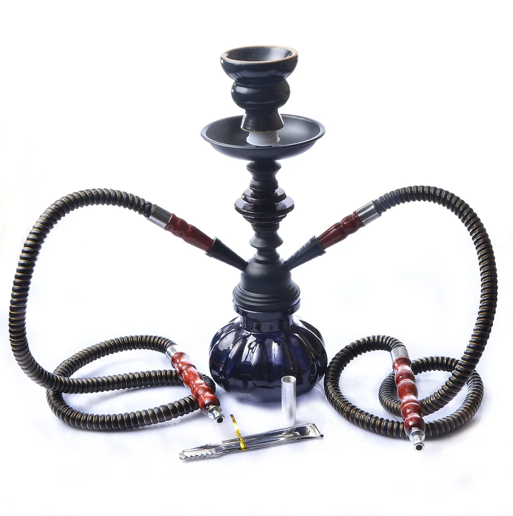 

Portable Black Shisha Pipe Acrylic 28.5 Hookah set with Ceramic Bowl Synthetic Leather Hose Metal Charcoal Tongs Chicha Narguile