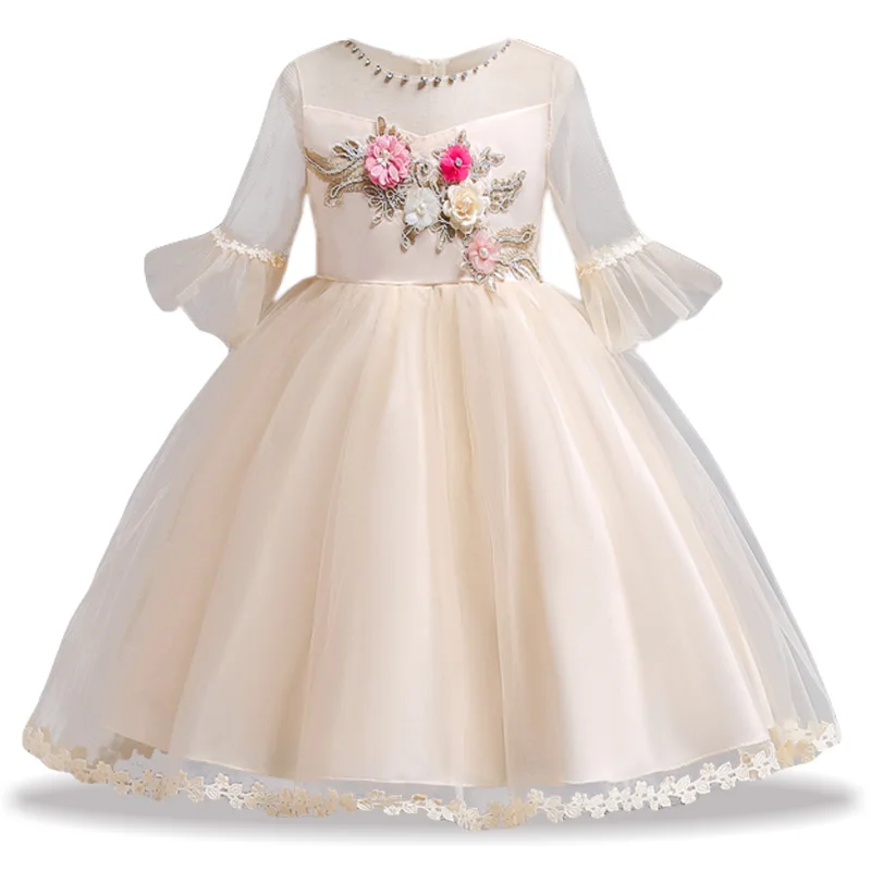 Новое Кружевное платье принцессы с цветочным рисунком 2018 рождественское для