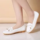 Туфли женские с бантом, балетки, без застежки, плоская подошва, лоферы, удобные лоферы, белые, на весну, A7470