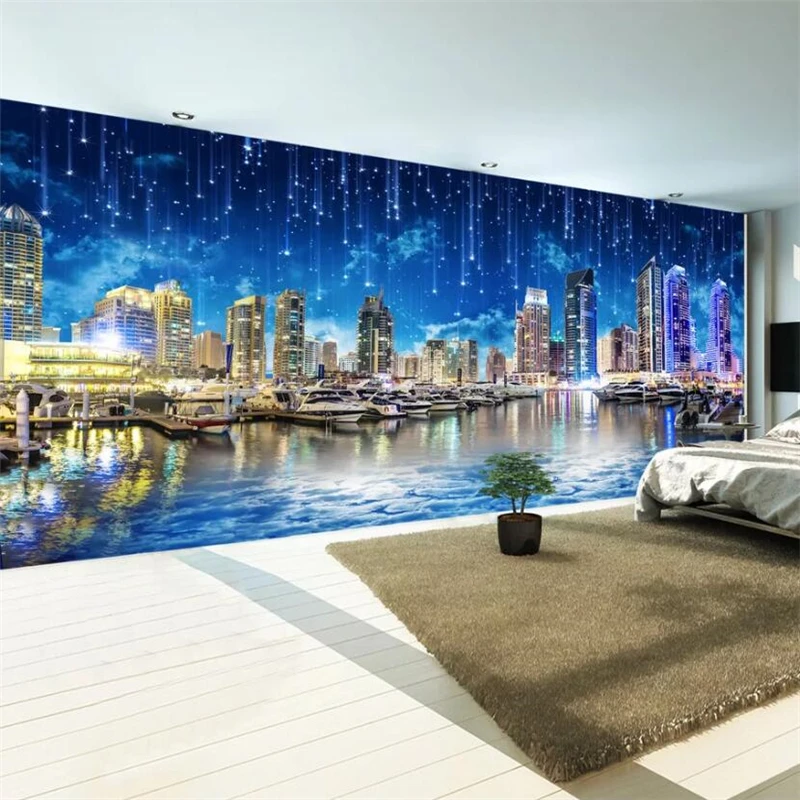 3d-фотообои beibehang на заказ настенные панели никогда не Ночной городской пейзаж