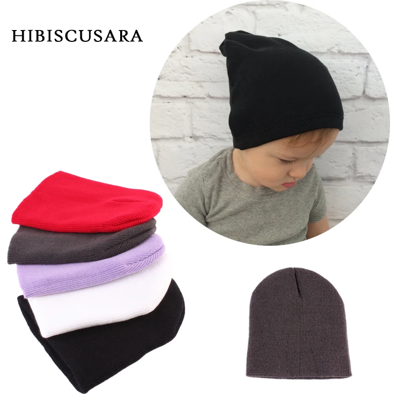 

0-6 Months Baby Knitted Hats Solid Color All-matches Autumn Winter Hat Caps Infant Newborn Soft Bonnet Beanie Earflaps Fashion