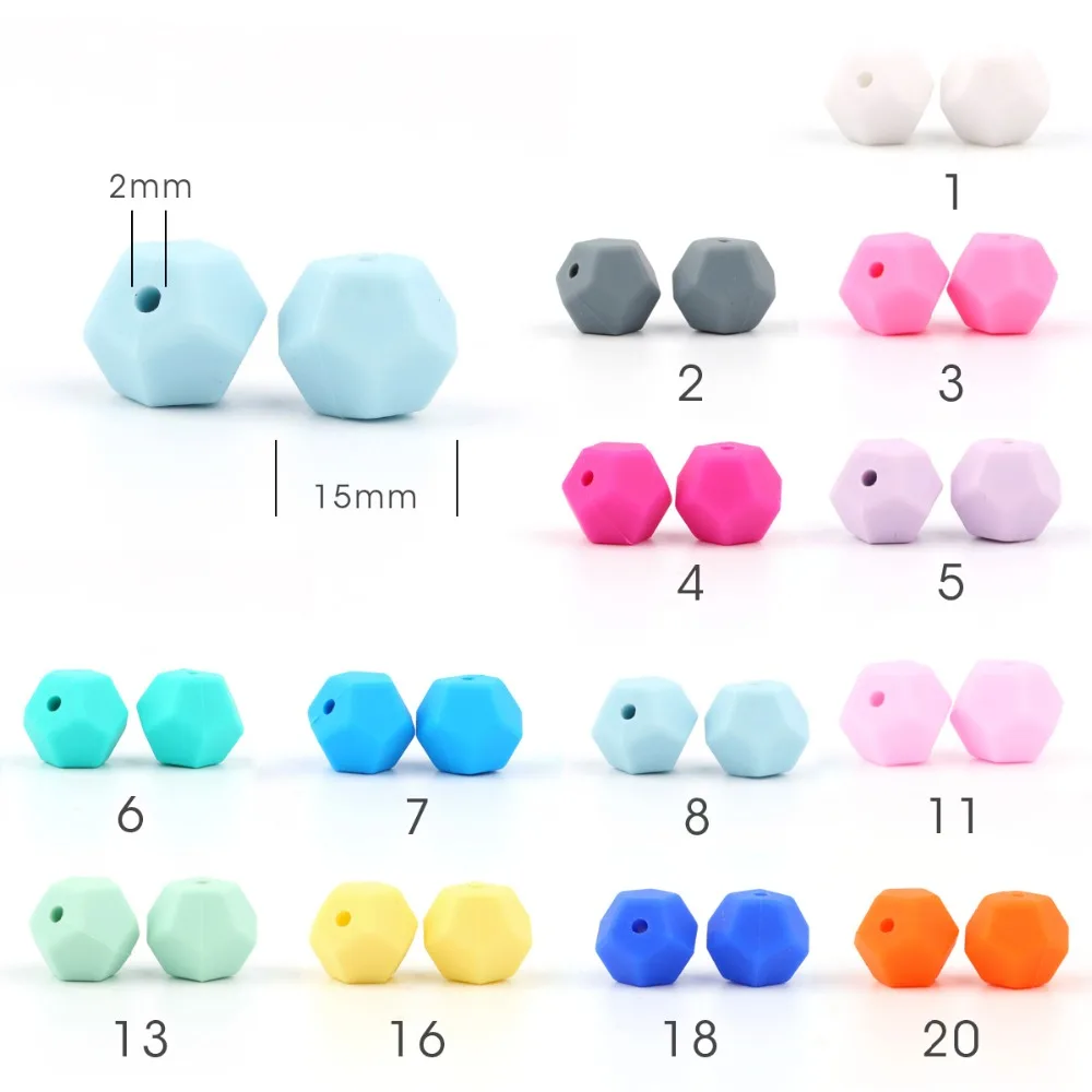 

TYRY.HU 20Pcs/lot Silicone Beads Pentagonal Beads Teething Baby Teether DIY Necklace Pacifier Chain BPA Free Food Grade Silicone