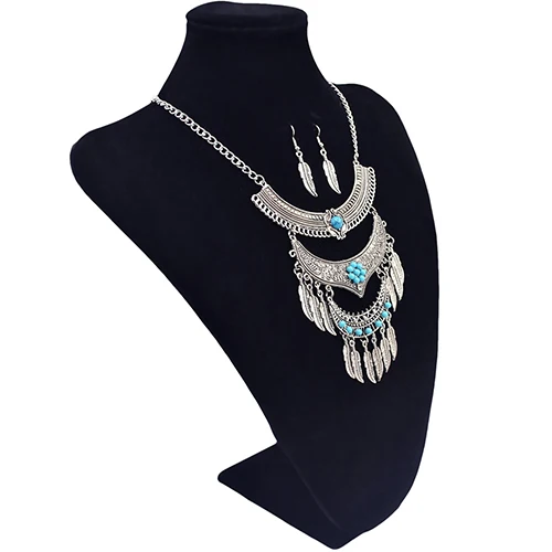 Новое Прибытие Boho Старинные Цветок Листьев Кисточкой Ожерелье Серьги Комплект