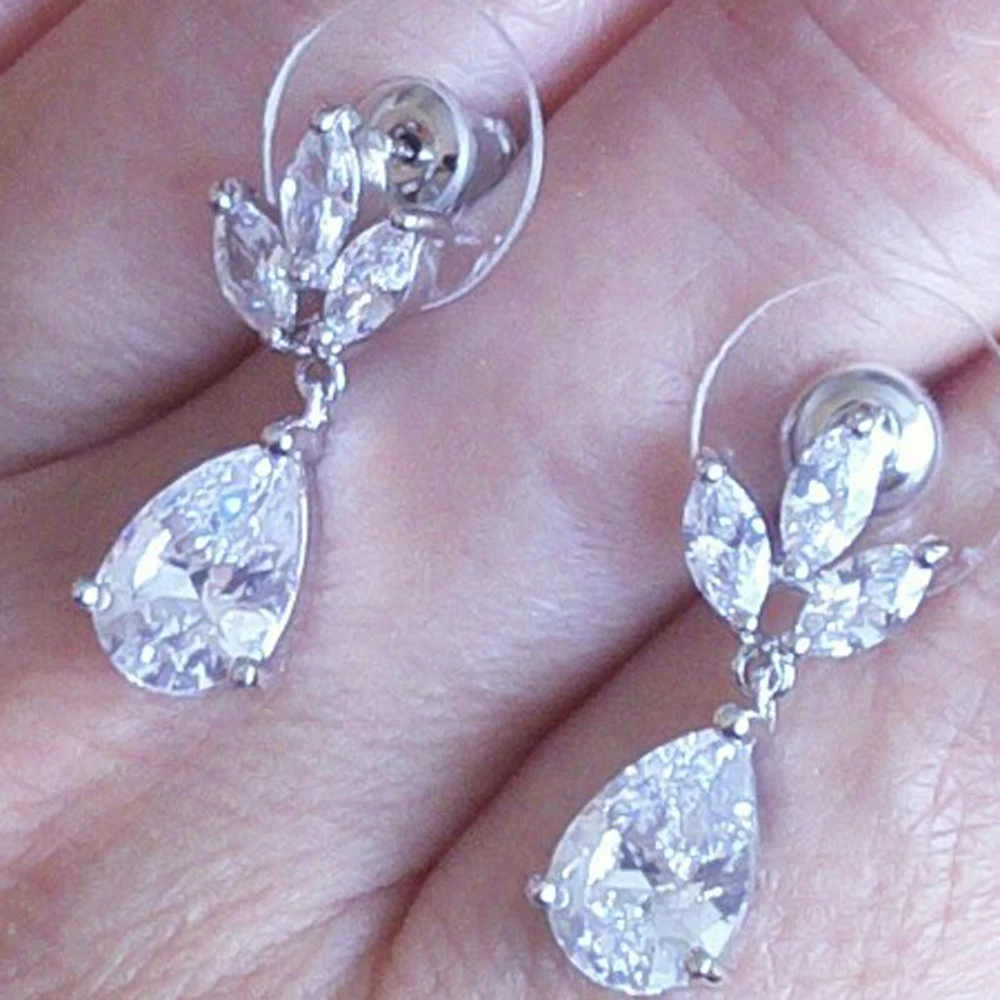 Роскошные серьги-гвоздики Funmode в форме капли воды с фианитами ААА Женские