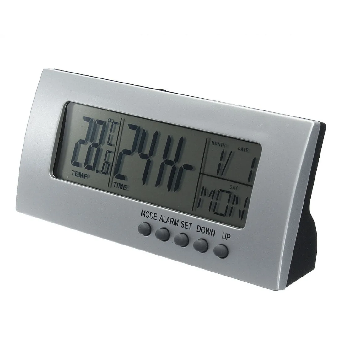 Современный цифровой аккумулятор ЖК-дисплей календарь Повтор сигнала Термометр