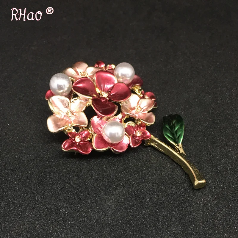 Броши в форме Красного цветка эмалированная брошь золотого цвета виде растений