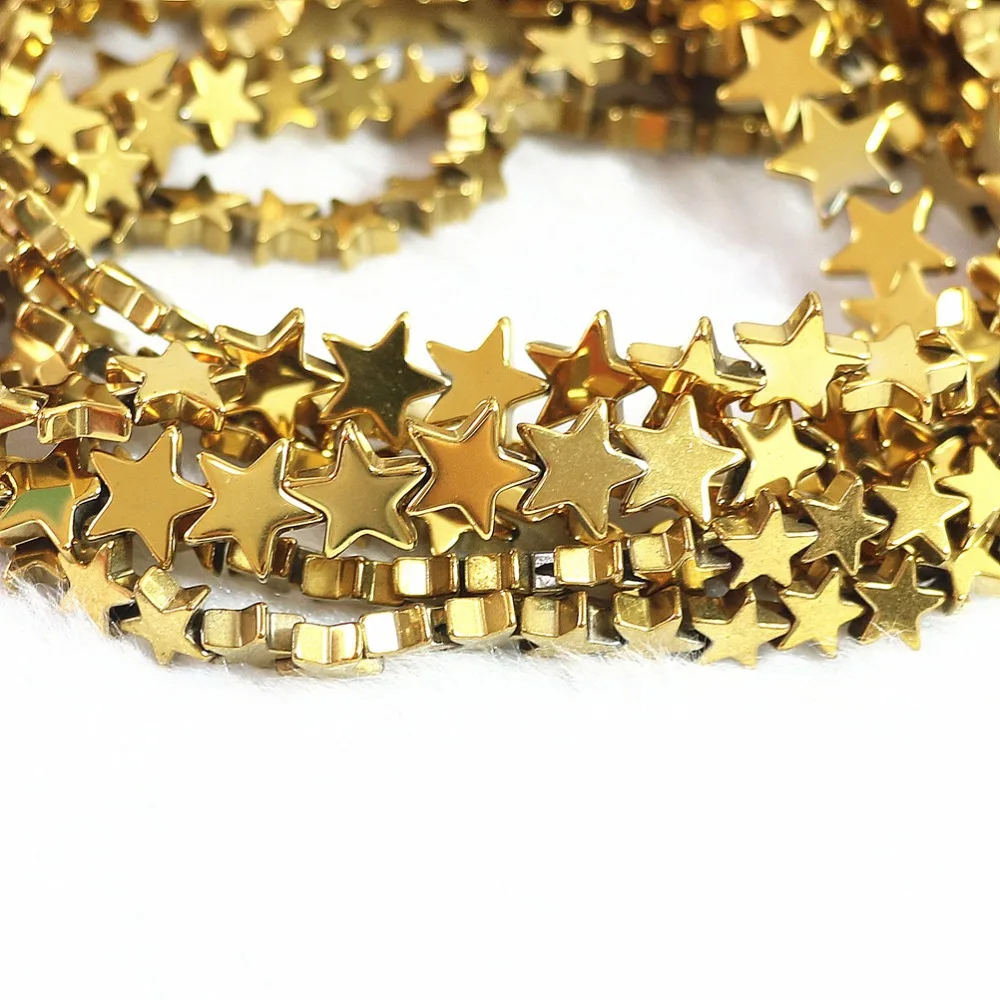 Gold-color Hematite Stone HOT Sell 6mm 8mm 10mm Natural Fashion Star Shape Beads Loose 15 Inches B199 | Украшения и аксессуары