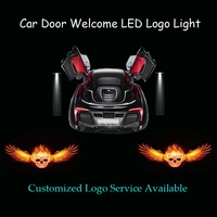 2x flaming angel wings ghost skull logo car door welcome ghost shadow puddle spotlight laser projector led light 1082