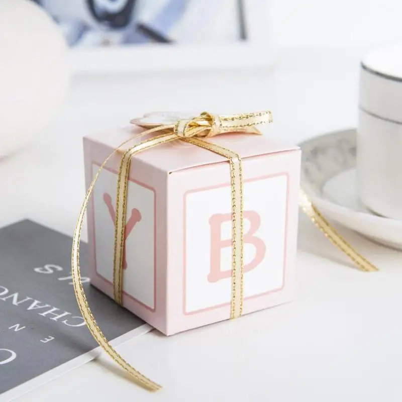 

100pcs Baby Girl And Boy Paper Gift Box Party Baby Shower Candy Box Baby Birthday Party Decorations Kids baptism favors