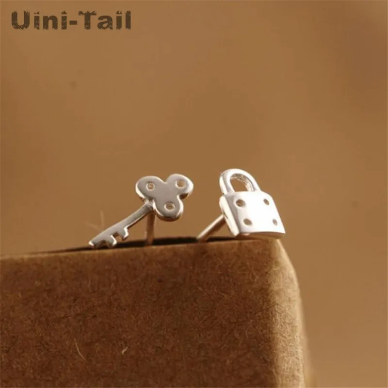 Асимметричные серьги Uini Tail креативный индивидуальный ключ и замок из