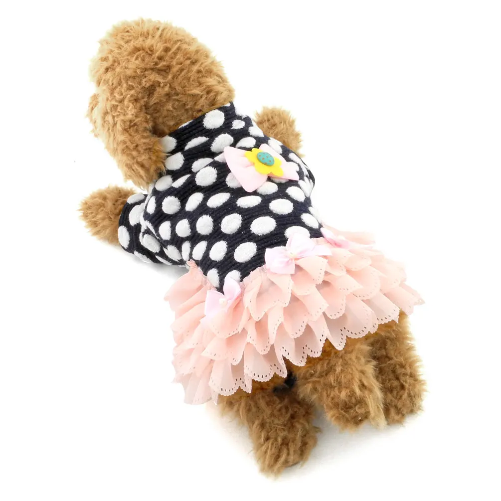 2017 платье пачка с собачкой юбка в горошек кружевным бантом пуловер зимняя